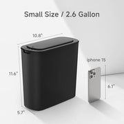 TIPGO Automatic Small Bathroom Trash Can with Lid, 2.6 Gallon, Black | Motion Sensor, Plastic, Touchless, Odor Control, Smart Garbage Can, Battery Operated, Manual Button, for Bedroom, Office,RV