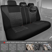 CAR PASS Car Seat Covers Full Sets, Front & Split Rear Bench for Car, 3D Tyre Embossed Automotive Interior Covers, Airbag Compatible, Quick Setup Universal Fit Seat Covers for Car, SUV(Charcoal)