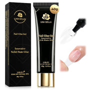 UNA GELLA Gel Nail Glue, Solid Nails Gl ue Gel 40g Lamp Curing Needed Soak Off G LUE Strong Nail G LUE G el for Acrylic Fake Nails Tips Extension Press On Nails for Gelly Tips