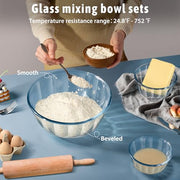 Glass Mixing Bowls with Airtight Lids, 5 PCS Thick Glass Nesting Bowls | Serving bowl For Kitchen Baking, Meal Prepping and Salad, Bpa Free Dishwasher Microwave and Oven Safe, 0.5/0.8/1.6/2.7/4.4 Q