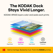 KODAK Dock Plus 4x6 Photo Printer, Smartphone Docking, 4PASS, 50 Sheets | Bluetooth, iPhone & Android Smartphone Compatible, Charge While Printing, Water, Fingerprint and Fade Resistant