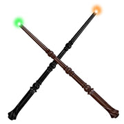 WinSence Light Up Magic Wizard Wand with Sounds & 4 Lightings Illuminating Witch Sorcerer Toys for Kids Cosplay Party Favors, 2 Pack, Black & Brown