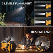 Hand Crank Emergency Radio 7400mWh (2000mAh) Solar Hand Crank Radio | Built in 3 Charging Cables AM/FM/NOAA Weather Radio Battery Operated Hand Crank Charger for Emergency Supplies Survival Gear