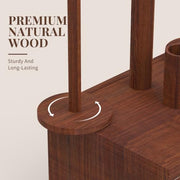 GloTika Wooden Yarn Holder with Double Drawer and 2 Magnetic Spindles | Handcrafted, Tangle-Free Spinning, Anti-Slip Weighted Base, Phone Stand, Easy Assembly, Gift for Knitters, Solid Build