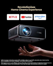 [Built-in Apps/4K Support] Smart Outdoor Projector with WiFi and Bluetooth, Movie Projector, DoIby Audio with Dual Speaker, Auto Focus w/ YouTube&PrimeVideo Proyector, Upgrad P62 Pro
