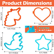 Kamehame Silicone Pancake Molds for Heart, Star, Dinosaur, Unicorn Shape Pancakes, 4 Pack Nonstick Pancake Shaper for kids, Fun Cake Ring Mold for Griddle Cooking