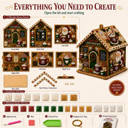 3D Wooden Christmas House Diamond Art Kit, Pearl Rhinestone DIY Ornament | Pearl Ornament, Diamond Painting, Holiday Decor, 3D Design, Adult Craft Kit