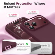 GONEZ for iPhone 18 Pro-Max Case/17 Pro Max Case, Compatible with MagSafe | Burgundy, Screen Protector, Full Camera Protection, Premium Silicone Cover Shockproof Drop Protection Slim Phone Case