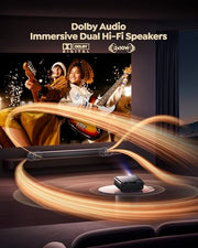 [Built-in Apps/4K Support] Smart Outdoor Projector with WiFi and Bluetooth, Movie Projector, DoIby Audio with Dual Speaker, Auto Focus w/ YouTube&PrimeVideo Proyector, Upgrad P62 Pro