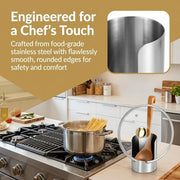 2 In 1 Multi-functional Kitchen Utensil Holder, Heavy Duty Stainless Steel Pot Lid & Spoon Rack Space-Saving Vertical Stand for Spatulas, Tongs, Ladles, Countertop Organizer，1 Psc