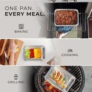 Reli. Aluminum Foil Pans 8x6 (20 Pack) Grill Drip Pans Disposable | Fits Weber & Most Gas/Charcoal Grills | Grease Liner Trays for Easy Cleanup | Oven & Freezer Safe