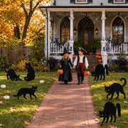 Black Cat Halloween Decorations Outdoor Yard Signs Stakes Scary Silhouette | 6 Pcs Spooky Black Cat Signs with Glow Effect Eyes Lawn Stakes for Graveyard Front Yard Backyard Garden Halloween Party Decor