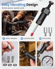 saowiu Heavy Duty Grease Fitting Cleaner Tool with M6 M8 (Long+M6+M3) | Grease Unclogger for Vehicle, Machinery, Tractor and Equipment Maintenance