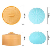 MEIEST 4 PCS Dumpling Storage Containers with Lids | 2.5 inch Small Round Boxes, DIY Squish Bun Display Case, Cute Containers, Craft Supply & Home Storage Organizer