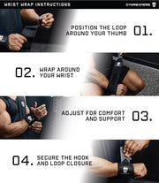 Gymreapers Weightlifting Wrist Wraps (IPF Approved) Professional Quality Wrist Support with Heavy Duty Thumb Loop - Best Wrap for Powerlifting Competition, Strength Training, Bodybuilding