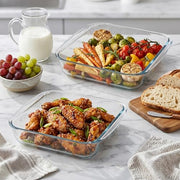 2 Pack Glass Baking Dishes, 8 * 8 Inch Small Square Brownie Pan for Oven | 2QT, Borosilicate Glass, Lead-Free, Heat-Resistant, Microwave & Freezer and Dishwasher Safe, Ideal for Small-Batch Lasagna