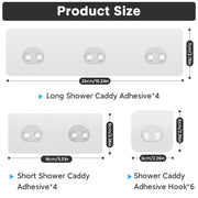 Lsnisni 14 Pack Shower Caddy Adhesive Replacement, Strong Adhesive Hooks, Waterproof Shower Adhesive Strips, No Drilling, for Bathroom Storage Shelves and Kitchen Racks