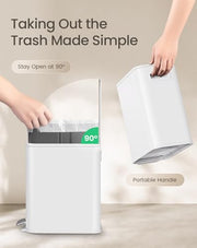 Cesun Small Bathroom Trash Can with Lid Soft Close & Pedal, 1.3 Gal, White | Removable Inner Bucket, Slim Stainless Steel Garbage Can for Bedroom/Office, Included 5 Trash Bags, Hidden Bag, Built to Last