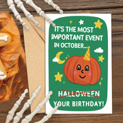 LiuuLi Halloween Birthday Card Gift for Her Him Women Men with Envelope | Halloween Themed Birthday Card with Spooky Pumpkin Design, Message Inside, Envelope Included, Perfect for October Birthday