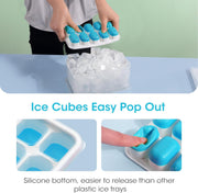 DOQAUS Ice Cube Tray with Lid and Bin,4 Pack Ice Cube Trays for Freezer | Silicone,Stackable. Easy Release Trays with Storage Bin & Scoop. Ideal for Freezer, Kitchen, RV, Cocktail, Coffee.