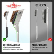 Natural Palm Grill Brush & Scraper Combo,No Metal Bristle Shedding | with Deluxe Ergonomic Handle–Heavy-Duty BBQ Cleaning Tool for Gas, Infrared, Charcoal, and Porcelain Grills