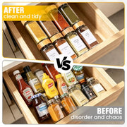 28PCS Spice Jars with Label, 4oz Glass Seasoning Containers with Bamboo Lid | Include 336 Waterproof Labels, Collapsible Funnel, Mark, Brush, Empty Spice Bottle for Cabinet Drawer Rack Organizer BPA-Free
