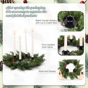 Suncalla Christmas Advent Wreath Candle Holder, Cedar Pine Cone | 4 Metal Holders for Tapers, 17.9 Inch Rustic Xmas Advent Calendar Ring, Christmas Centerpiece Decoration for Table Home