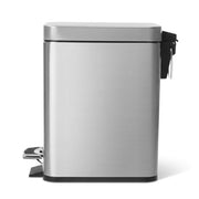 Home Zone Living 1.3 Gallon Stainless Steel Small Trash Can with a Lid | Stainless Steel with Soft-Close Lid for Offices, Bathrooms, Bedrooms and Dorms, Slim Rectangular Shape, Silver