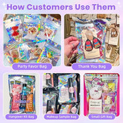 ANZNKU Holographic Bags 5x7 Mylar Bags Resealable 50PCS, Smell Proof Goodie Snack Candy Jewelry Gift Pouches for Small Business Party Favor Bead Storage, Small Plastic Baggies for Halloween Christmas