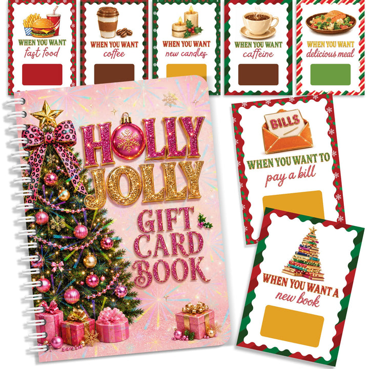 Christmas Gift Card Book for Teen, Adults, Kids, Christmas Gift for Women | Included 20 Pages, 7"x 5", Spiral Bound, 20 Double Sided Sticky Dots