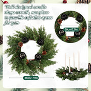 Suncalla Christmas Advent Wreath Candle Holder, Cedar Pine Cone | 4 Metal Holders for Tapers, 17.9 Inch Rustic Xmas Advent Calendar Ring, Christmas Centerpiece Decoration for Table Home
