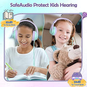 Candy Bila Wired Kids Headphones for School, Over-Ear for Boys Girls | Volume Limiter 85/94dB, HD Stereo Sound, Microphone and Wired Control,Foldable Design, Gradient Purple