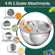Mixing Bowls with Airtight Lids, Stainless Steel Mixing Bowl Set with 3 Nesting Kitchen Metal Bowls, Colander & Grater, Non-Slip Bottoms, Size 1.5, 2.5, 5 QT, Great for Mixing & Serving, Black