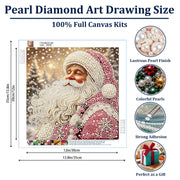 Pearl Diamond Art Kit for Adults, 3D DIY Diamond Art Kits for Santa Claus | Christmas DIY Special Shape Plastic Pearl Painting Kit With Gem Art Crafts For Beginners,Home Wall Decor 13.8 x 13.8 Inch