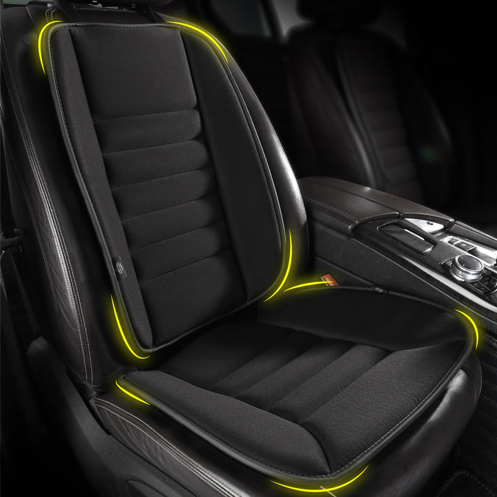 kingphenix Car Seat Cushion with Back Support Pillow, Memory Foam, Black | Memory Foam Car Cushion for Long Driving, Truck, Office Chair, Tailbone and Lower Back Support