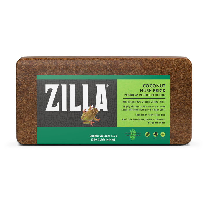 Zilla Coconut Husk, Organic Reptile Bedding, Coconut Fiber, One size, Brown | Terrarium substrate for humidity control, expands up to 5x, covers a 55-gallon enclosure