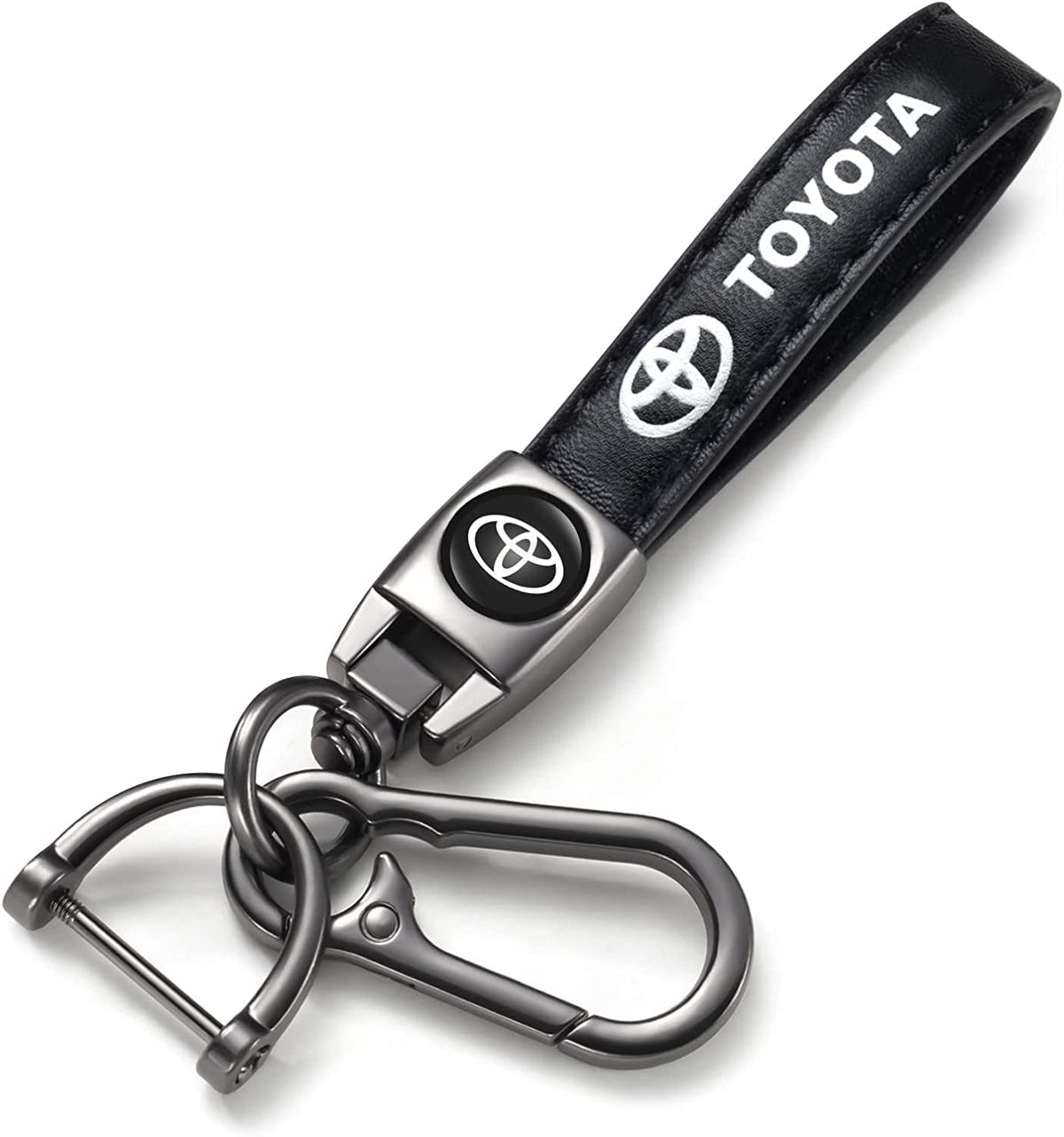 BFIVEANTE Leather car Keychain Set for Toyota Corolla, RAV4, Highlander Men and Women Family Present Keychain Key Ring Lanyard Accessories (Black)