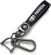 BFIVEANTE Leather car Keychain Set for Toyota Corolla, RAV4, Highlander Men and Women Family Present Keychain Key Ring Lanyard Accessories (Black)