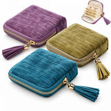 3-Pack 2027 New Model Jewelry Zipper Pouch, Travel Jewelry Organizer | 3-Piece Set Soft Velvet Jewelry Case, 6 Individual Pockets, Anti Tangling & Scratching,Travel & Gift Use