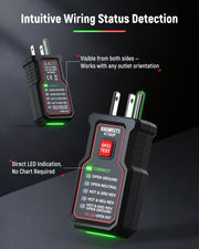 KAIWEETS Circuit Breaker Finder Tool Kit, GFCI Outlet Tester with Dual LED | Dual-Sided LED Indicators, Electrical Circuit Tracer Tool with Flashlight, Includes Carrying Case and Adapters- KT302P