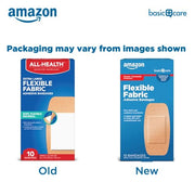 Amazon Basic Care Flexible Fabric Adhesive Bandages, XL (2 in x 4 in), Non-Stick Pad for Cuts & Scrapes, 4-Sided Seal, 10 Count