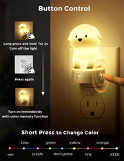L LOHAS LED Plug in Night Light for Kids, 3D Cute Puppy Night Light | Dusk to Dawn Sensor, RGB+Soft White 3000K Dog Night Light, Christmas Birthday Gift Nightlight for Kids, Room Decor