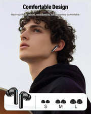 Wireless Earbuds, Bluetooth 5.4 Headphones Bass Stereo/Clear Calls, Black | Ear Buds with Noise Cancelling Mic LED Display in Ear Earphones IP7 Waterproof 36H Bluetooth Earbuds for Phones/Sport/Laptop