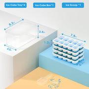 DOQAUS Ice Cube Tray with Lid and Bin,4 Pack Ice Cube Trays for Freezer | Silicone,Stackable. Easy Release Trays with Storage Bin & Scoop. Ideal for Freezer, Kitchen, RV, Cocktail, Coffee.