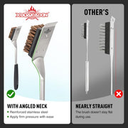 Natural Palm Grill Brush & Scraper Combo,No Metal Bristle Shedding | with Deluxe Ergonomic Handle–Heavy-Duty BBQ Cleaning Tool for Gas, Infrared, Charcoal, and Porcelain Grills