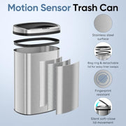 DUMOS Automatic Trash Can, 13 Gallon Touchless Sensor Garbage Can | Electric Touchless Trash Bin with Removable Lid, Fingerprint-Proof Stainless Steel, Long-Lasting Battery, 50L Large Capacity
