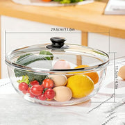 6 QT Large Glass Mixing Bowl with Lid for Sourdough Bread Making & Proofing | Thick Glass Salad Bowl Extra Large Glass Bowl for Baking Food Prep Dishwasher Microwave Freezer Safe Clear Dough Rising
