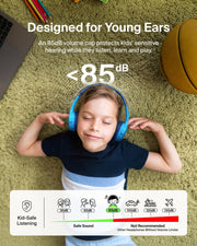 Belkin SoundForm Mini Kids Headphones, Wireless&Wired, 30H Playime, School | Headphones for Kids, Built-in Microphone, 85dB Volume Limit, USB-C, 3.5mm AUX, for School, Classroom, Travel, Laptop, Tablet