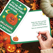 LiuuLi Halloween Birthday Card Gift for Her Him Women Men with Envelope | Halloween Themed Birthday Card with Spooky Pumpkin Design, Message Inside, Envelope Included, Perfect for October Birthday
