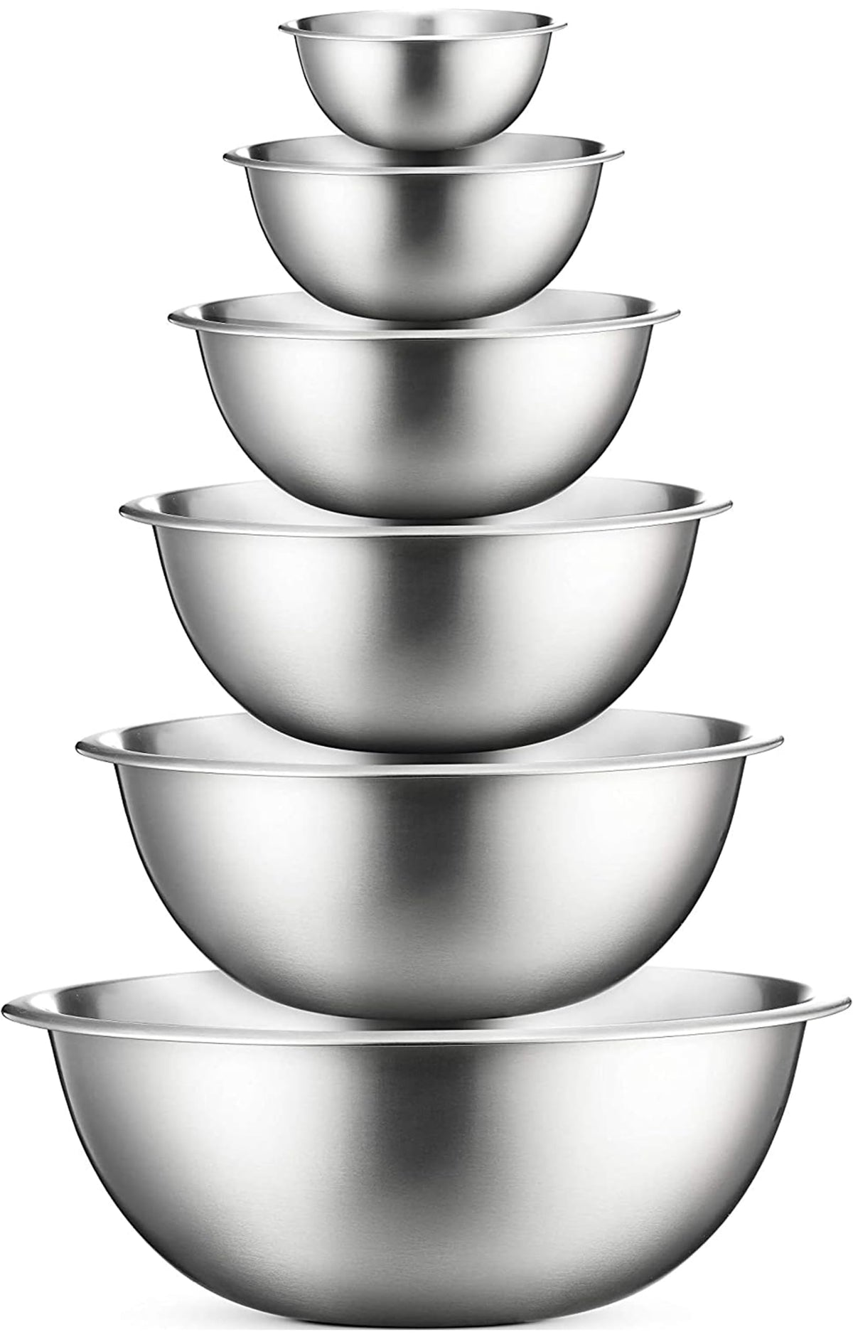 FineDine Stainless Steel Mixing Bowls Set, 6-Piece Metal Bowls | Stainless steel bowls, nesting design saves space, dishwasher safe, prep bowls, baking bowls, cooking bowls